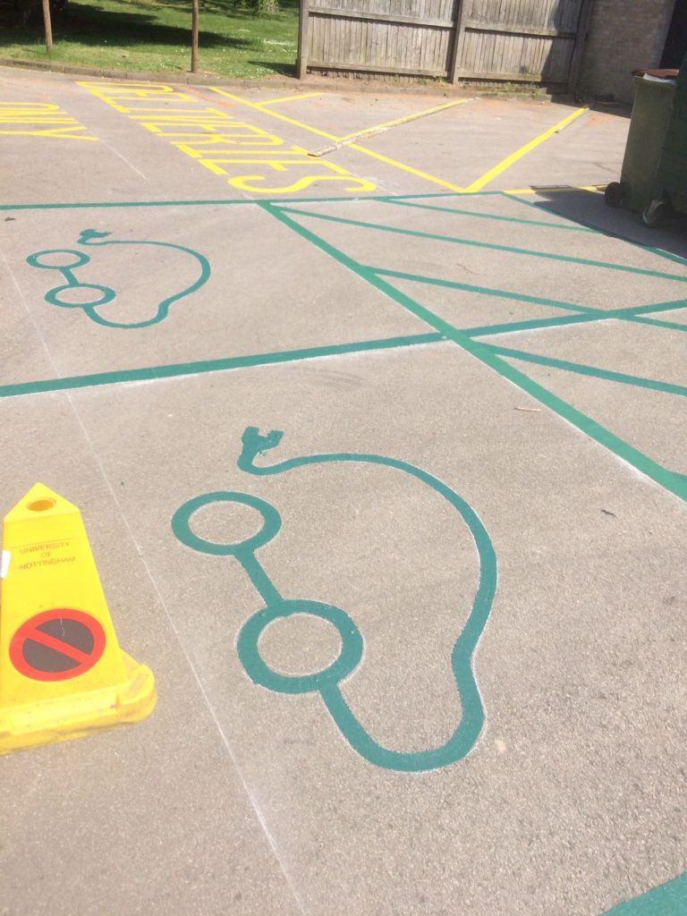 Manchester Car Park Electric Charging Bay Markings